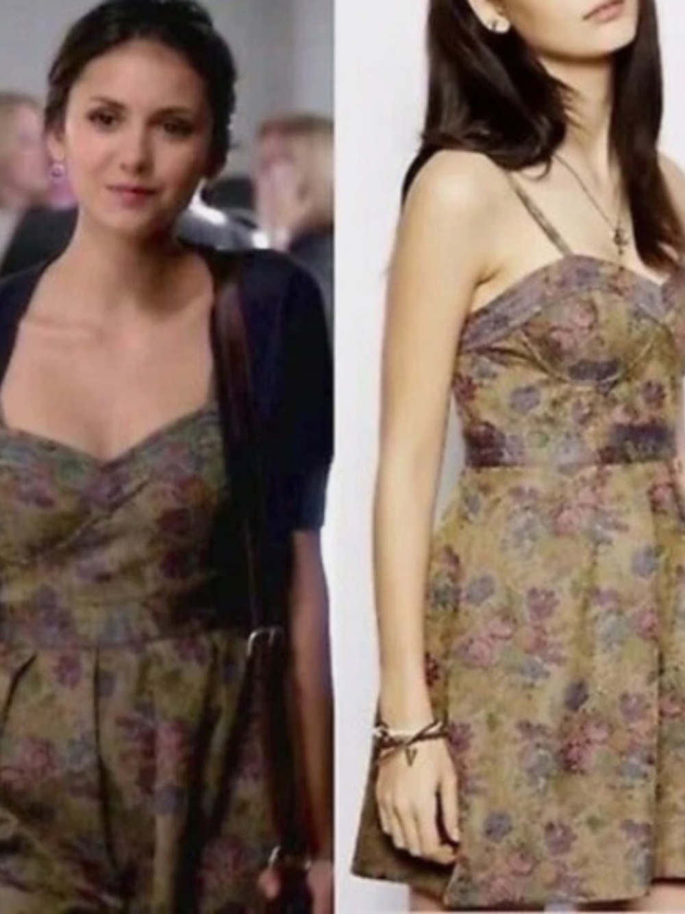ASO Elena Gilbert TVD Free People Dress Tapestry Floral Jacquard Dress